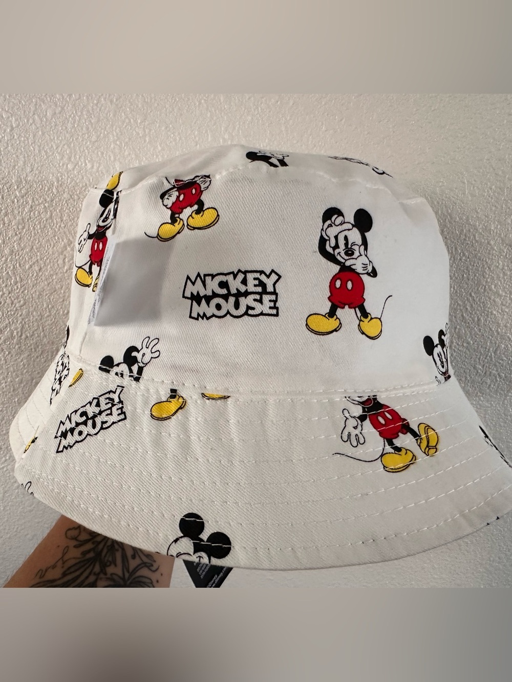 Disney White Bucket Hat with Classic Mickey Print